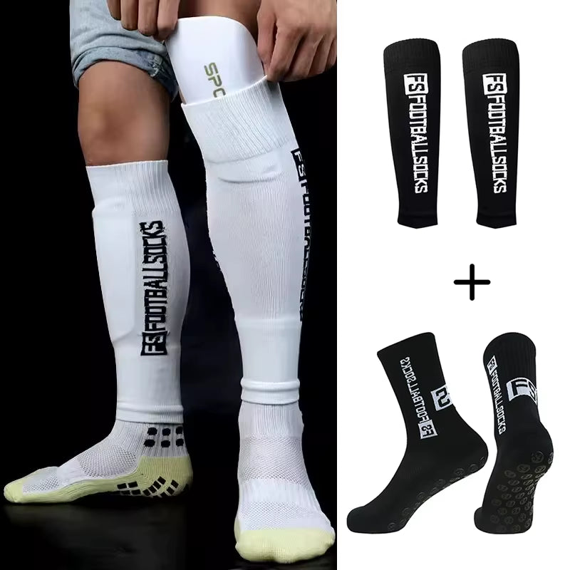 Pro-Grip Anti-Slip Football Socks & Leg Sleeve Set for Men | High-Performance Basketball & Training Gear
