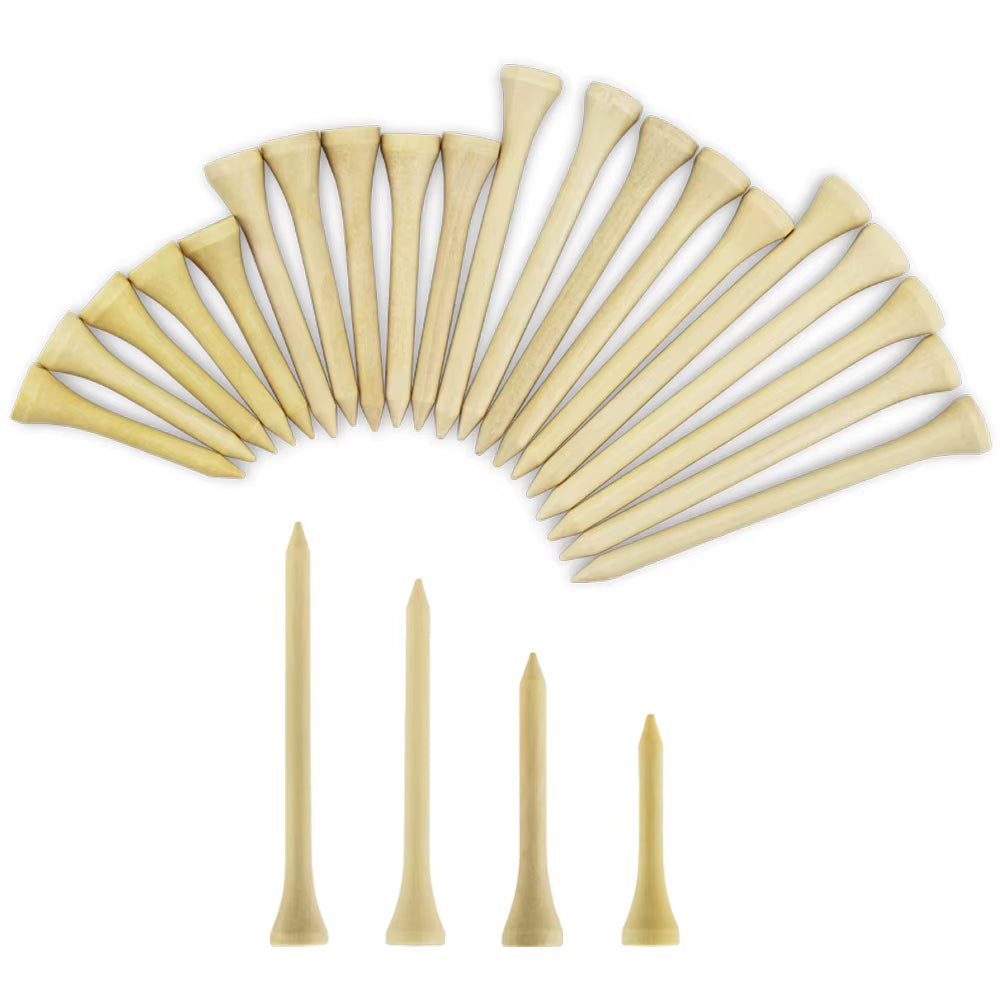 Bamboo Golf Tees (100 Pack) – 4 Mixed Sizes for Driver, Woods & Irons