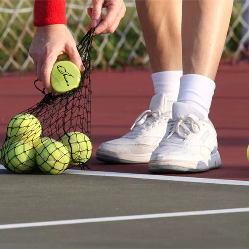Bulk 12-Piece Tennis Ball Set | High-Elasticity Rubber Training & Play Balls with Handy Mesh Storage Bag