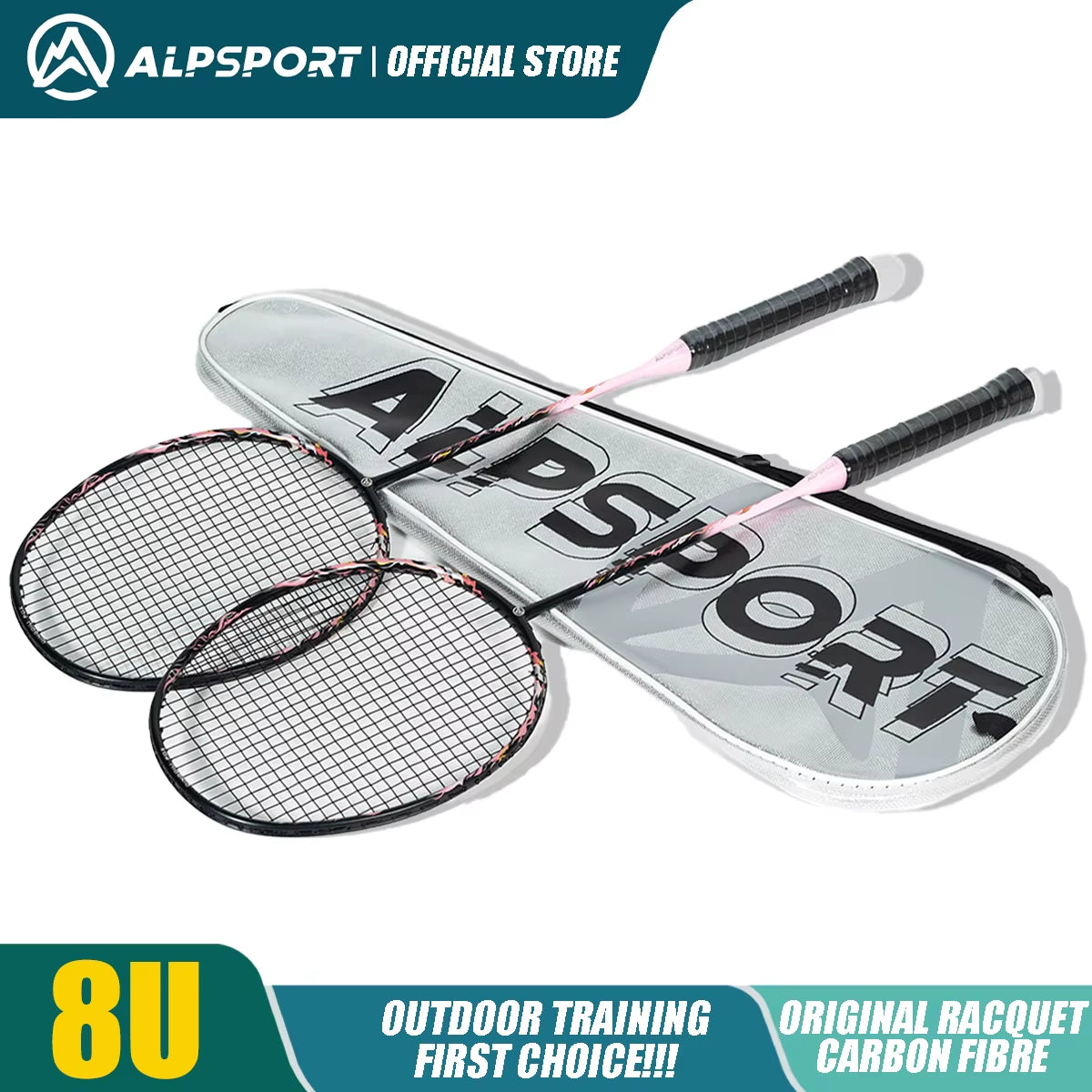 ALP FOX Goddess 8U Ultra-Light 62G Badminton Racket – Black/Purple Professional Racquet in Exquisite Gift Box (Suitable for All Ages)