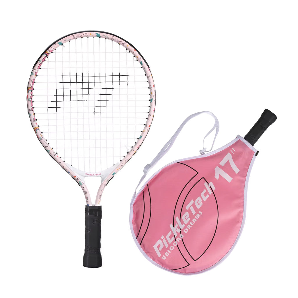 Pickletech Kids Junior Tennis Racket Set | 17-Inch Lightweight Aluminum Racquet & Travel Bag for Toddlers