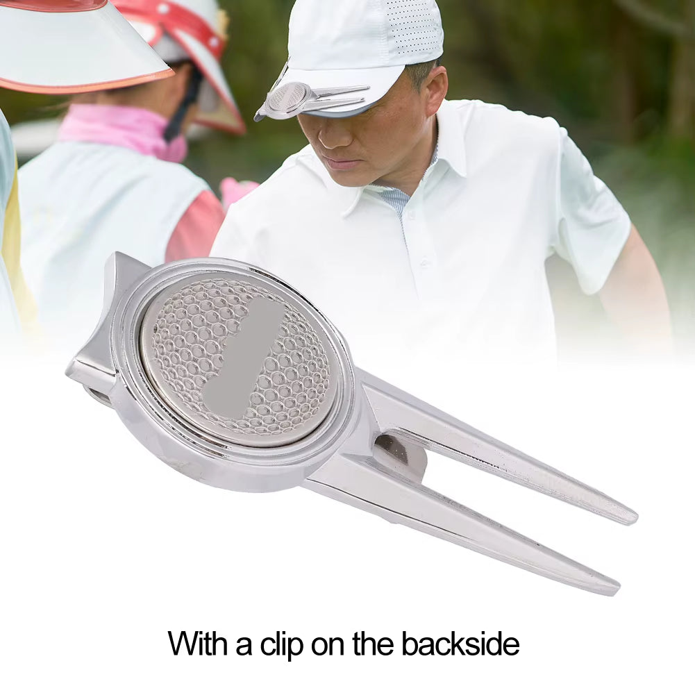 Golf Divot Repair Tool with Magnetic Ball Marker – Groove Cleaner & Hat Clip