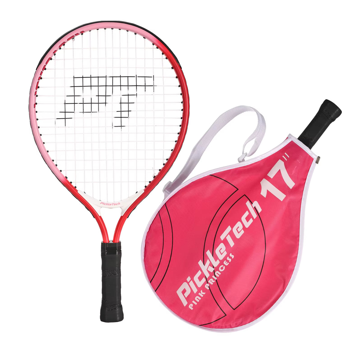 Pickletech Kids Junior Tennis Racket Set | 17-Inch Lightweight Aluminum Racquet & Travel Bag for Toddlers