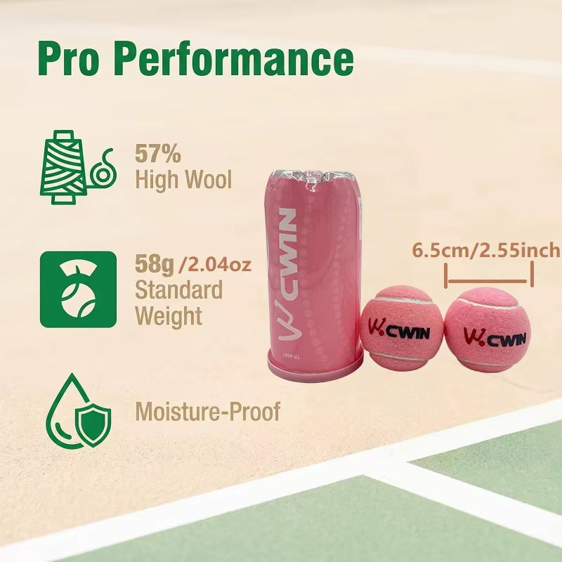 Cwin Vibrant Pink Tennis Balls (2-Pack) | Stylish Colorful Sports & Fitness Balls for Practice and Play