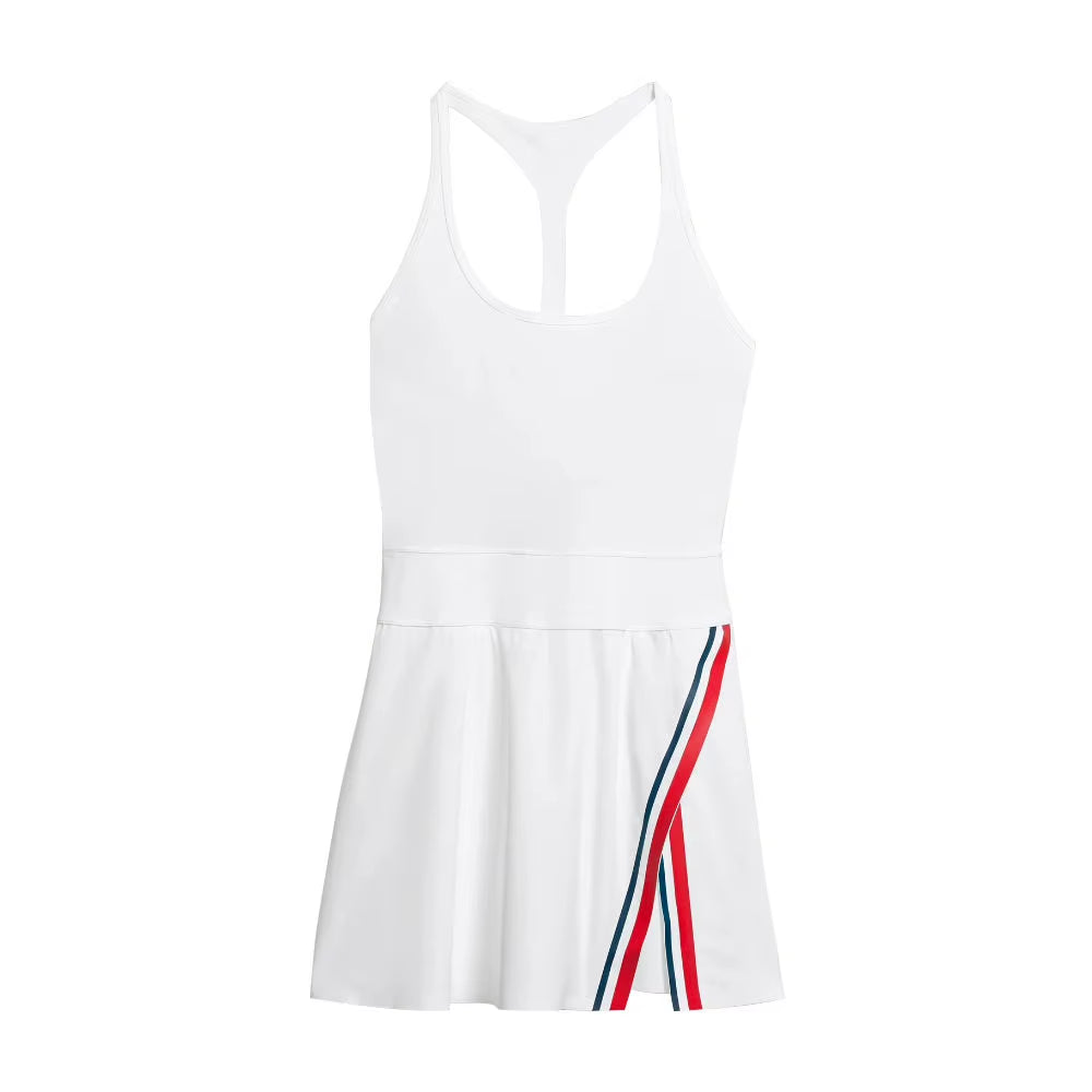 Women's Contrast Color Active Tennis & Golf Dress | Anti-Exposure Built-in Shorts & Chest Pad for Maximum Comfort