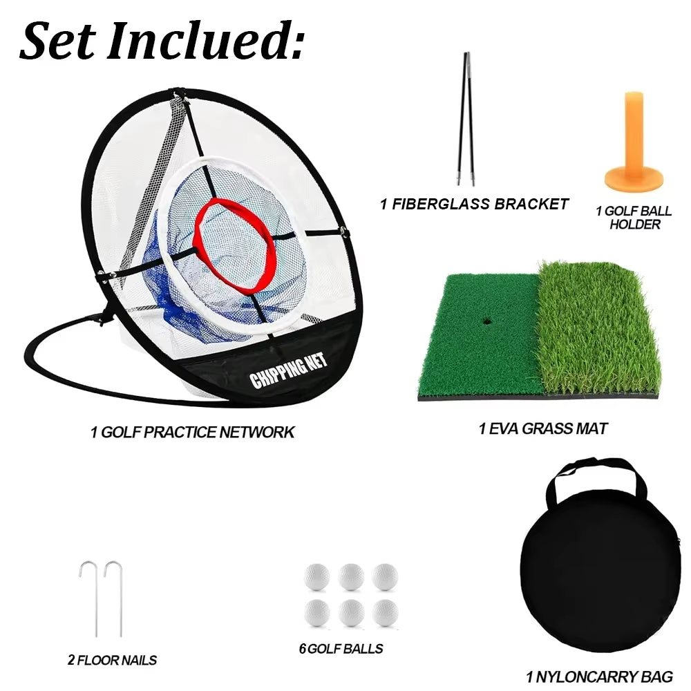 Pop-Up Golf Chipping Net with Hitting Mat – Foldable Target Net for Garden Practice