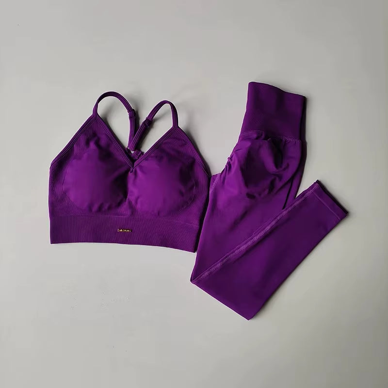 Peach High-Waisted Hip-Lifting Women's Exercise Suit – Shockproof Yoga, Fitness & Running Activewear Set
