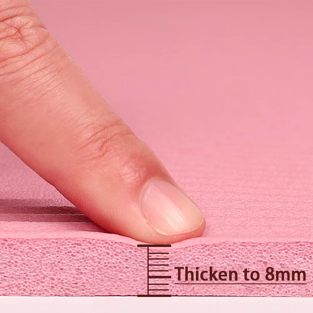 8mm Thick Eco-Friendly NBR Yoga Mat – Anti-Slip Fitness & Exercise Floor Mat with Carrying Strap (Pink, Purple, Blue, Black)