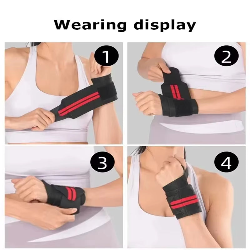 Weightlifting Wrist Wraps (1 Pair) – Adjustable Elastic Wraps for Gym & Powerlifting