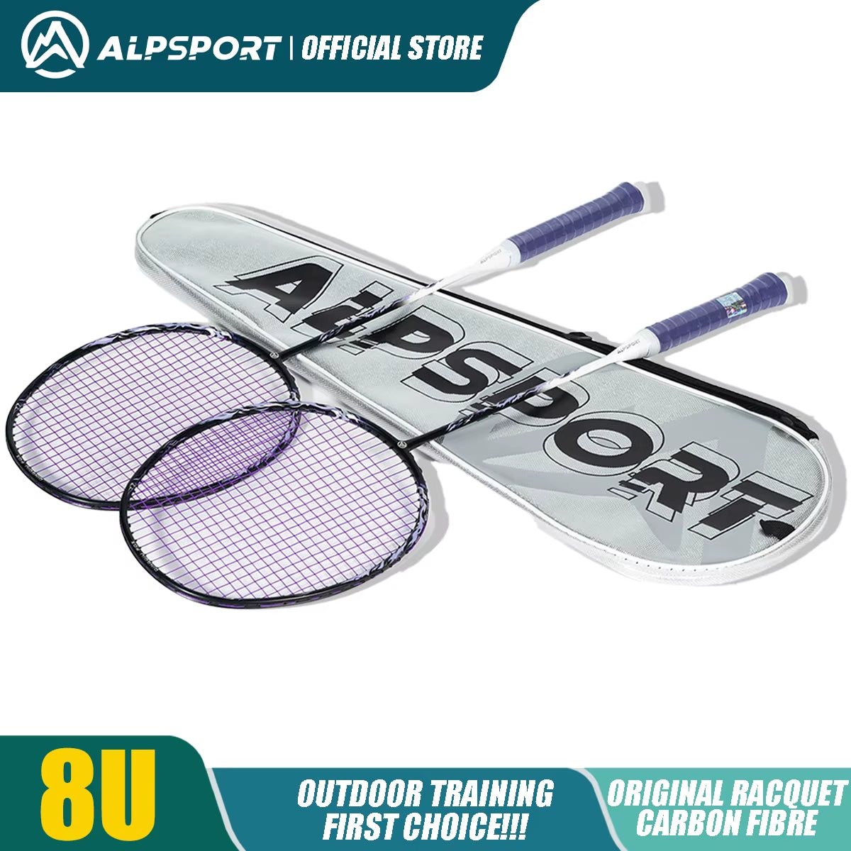 ALP FOX Goddess 8U Ultra-Light 62G Badminton Racket – Black/Purple Professional Racquet in Exquisite Gift Box (Suitable for All Ages)