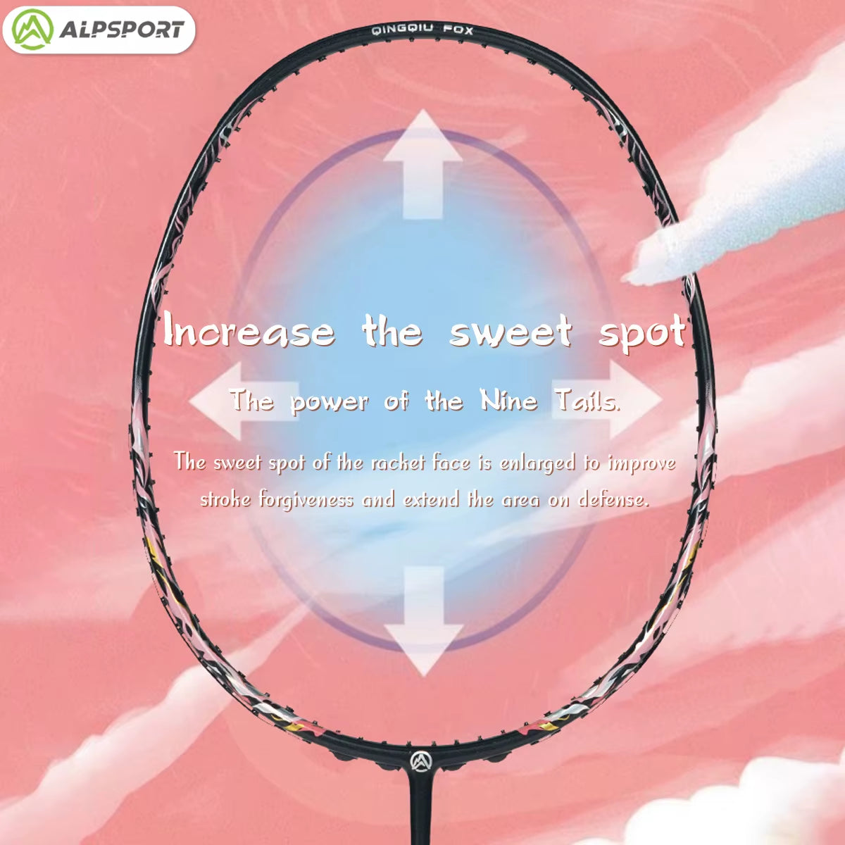 ALP FOX Goddess 8U Ultra-Light 62G Badminton Racket – Black/Purple Professional Racquet in Exquisite Gift Box (Suitable for All Ages)