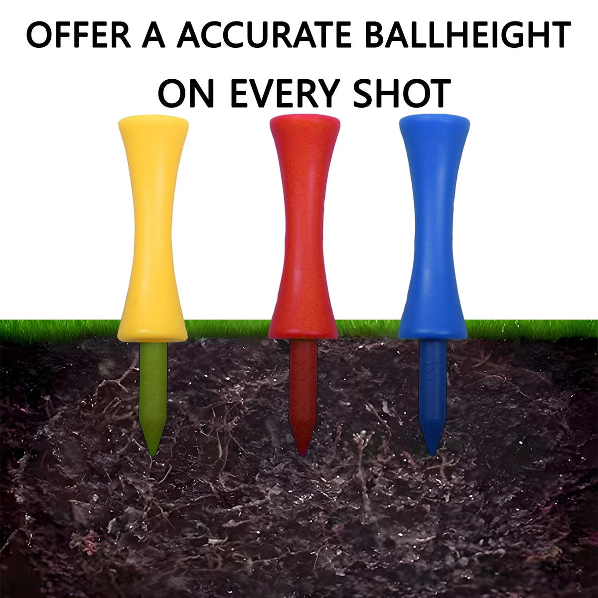 Plastic Step-Down Golf Tees (50 Pack) – 59mm Consistent-Height Tees