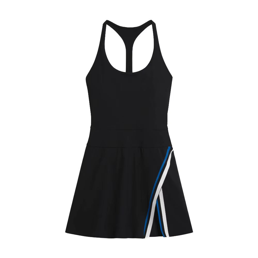 Women's Contrast Color Active Tennis & Golf Dress | Anti-Exposure Built-in Shorts & Chest Pad for Maximum Comfort