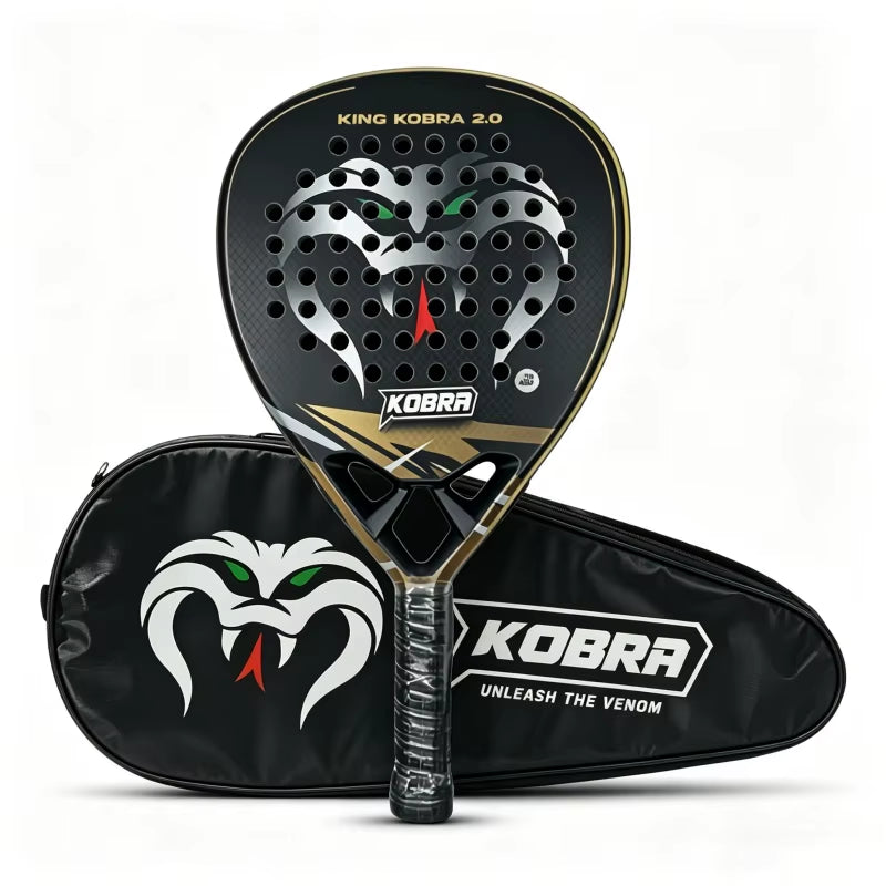 KING KOBRA 2.0 Pro 18K Carbon Padel Tennis Racket | Anti-Slip Grip, 3D Spin Surface & Shock Absorption