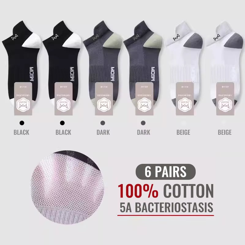 100% Pure Cotton Short Socks Men Ankle Sock Business Dress Ear-Lifting Heel Protection Deodorant Antibacterial Sports Sock
