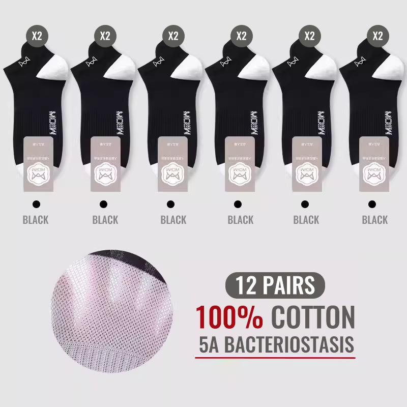 100% Pure Cotton Short Socks Men Ankle Sock Business Dress Ear-Lifting Heel Protection Deodorant Antibacterial Sports Sock