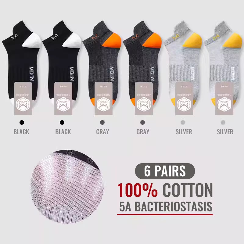 100% Pure Cotton Short Socks Men Ankle Sock Business Dress Ear-Lifting Heel Protection Deodorant Antibacterial Sports Sock