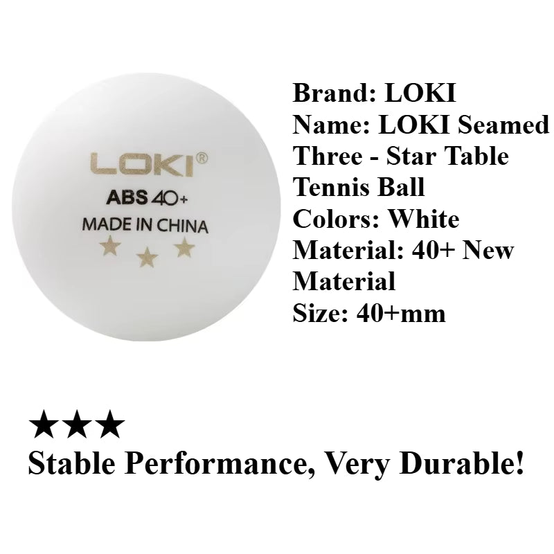 LOKI Pro 3-Star ABS Table Tennis Balls | Durable Seamed Ping Pong Balls for Professional Club Training (10–100 Pack)