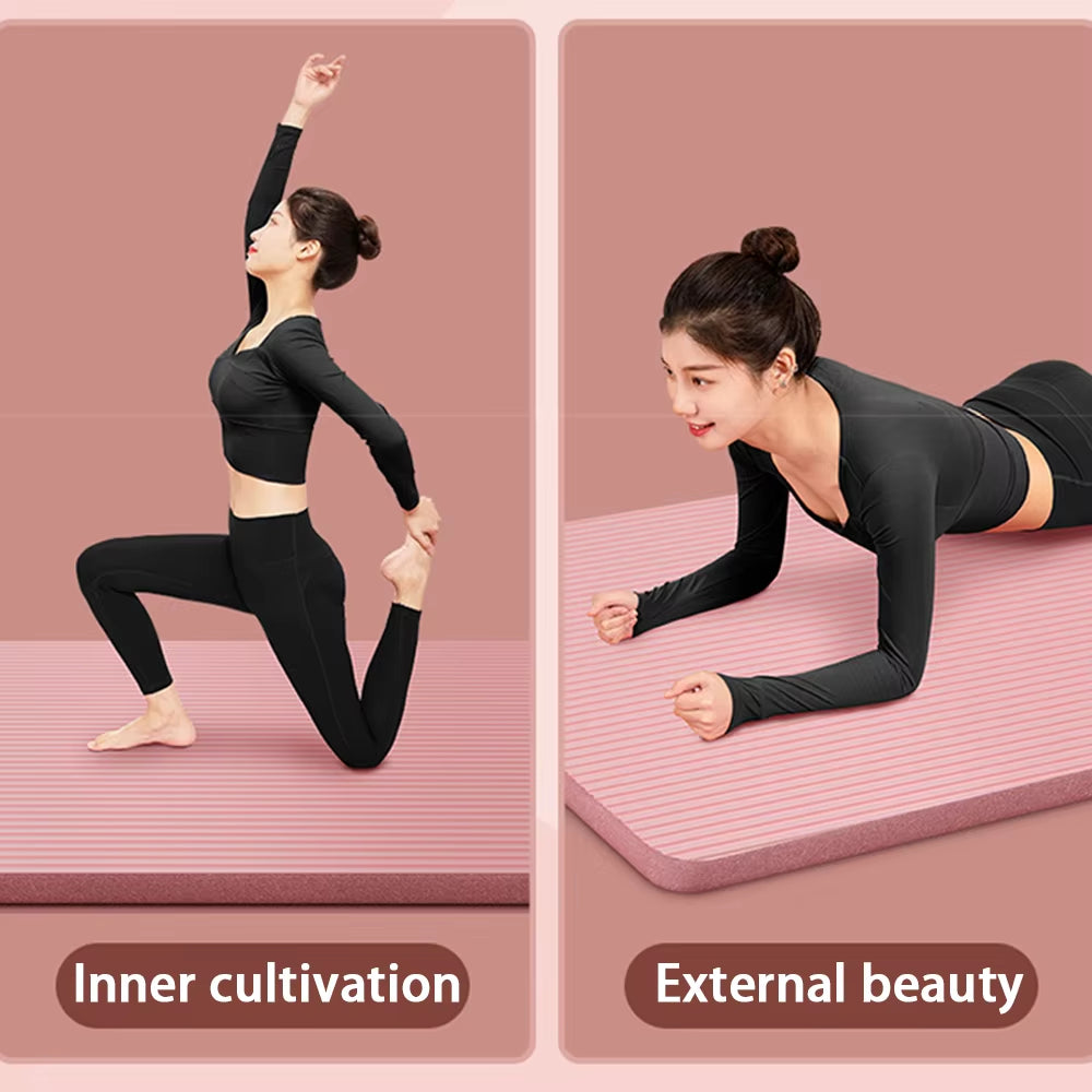 8mm Thick Eco-Friendly NBR Yoga Mat – Anti-Slip Fitness & Exercise Floor Mat with Carrying Strap (Pink, Purple, Blue, Black)