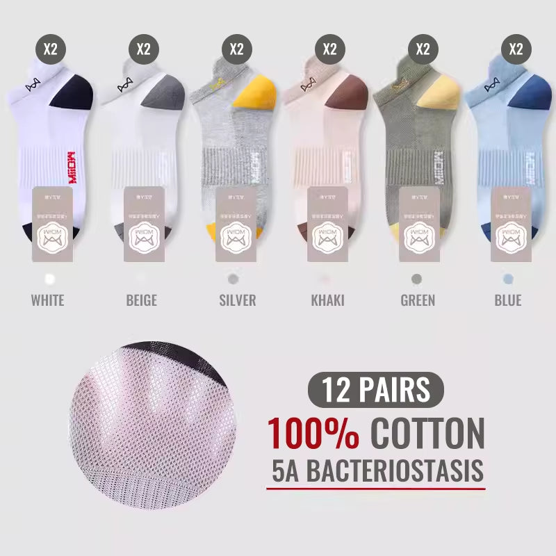 100% Pure Cotton Short Socks Men Ankle Sock Business Dress Ear-Lifting Heel Protection Deodorant Antibacterial Sports Sock