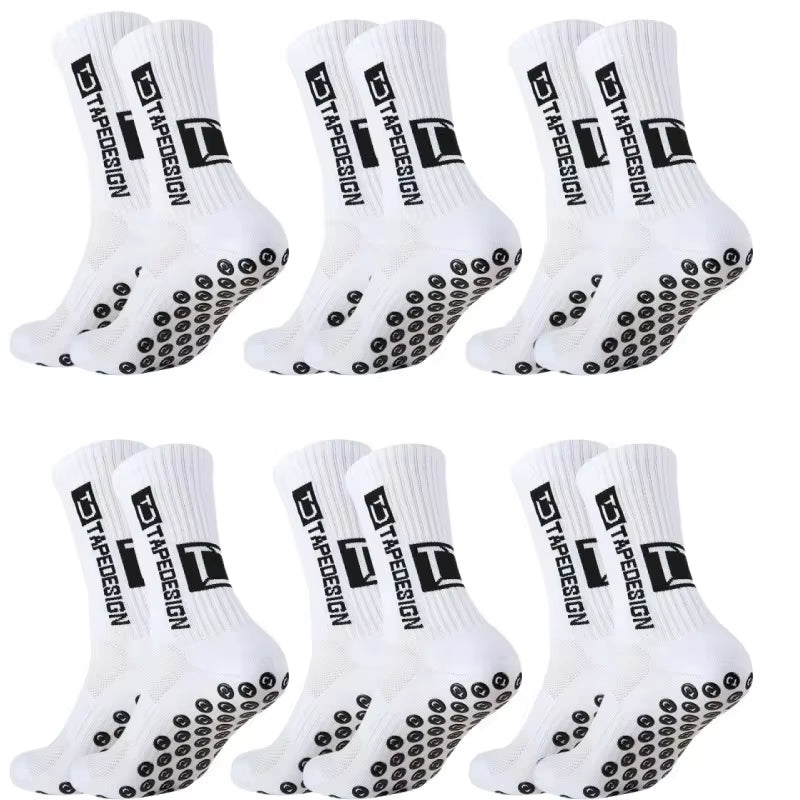 1/4/6 Parirs of Size 36-40 Children'S and Women TC Mid Tube Glued Football Non Slip Socks for Sports Training and Competition