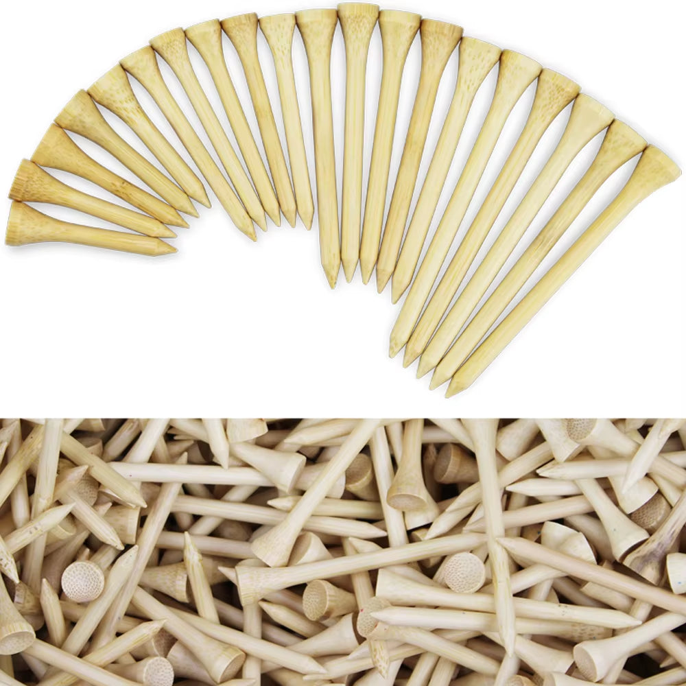 Bamboo Golf Tees (100 Pack) – 4 Mixed Sizes for Driver, Woods & Irons