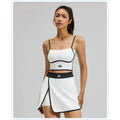 Halter Neck Sports Bra & Tennis Skort Set – Stylish 2-Piece Workout Outfit for Yoga, Fitness, Tennis & Outdoor Activities (Women's Athletic Activewear)