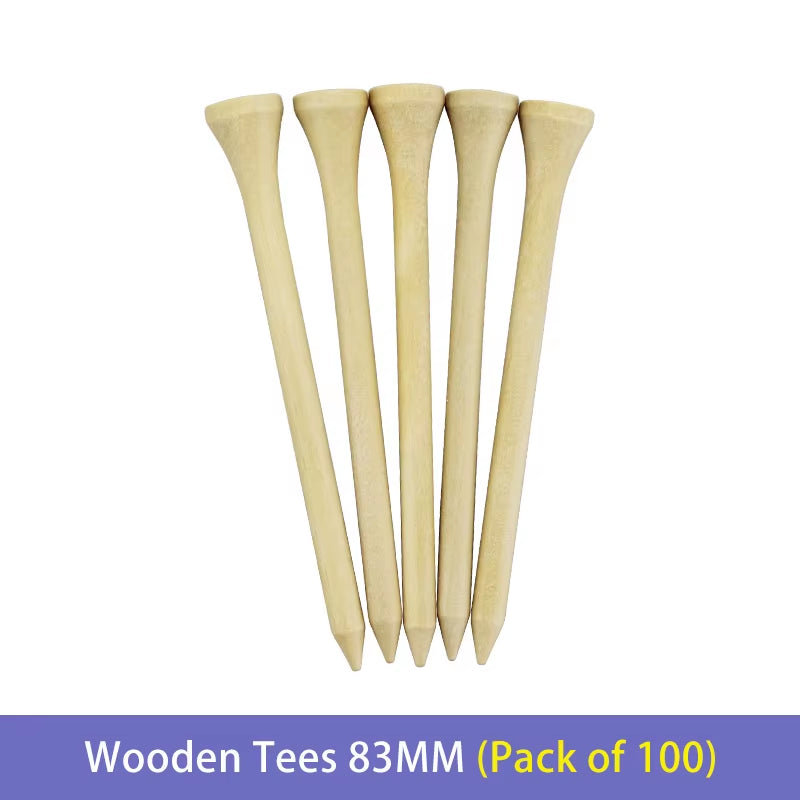 Bamboo Golf Tees (100 Pack) – 4 Mixed Sizes for Driver, Woods & Irons