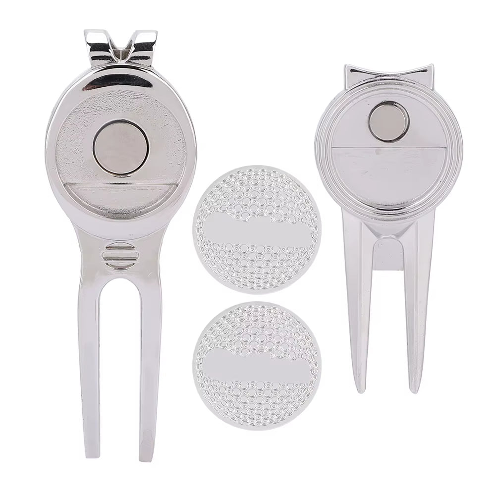 Golf Divot Repair Tool with Magnetic Ball Marker – Groove Cleaner & Hat Clip