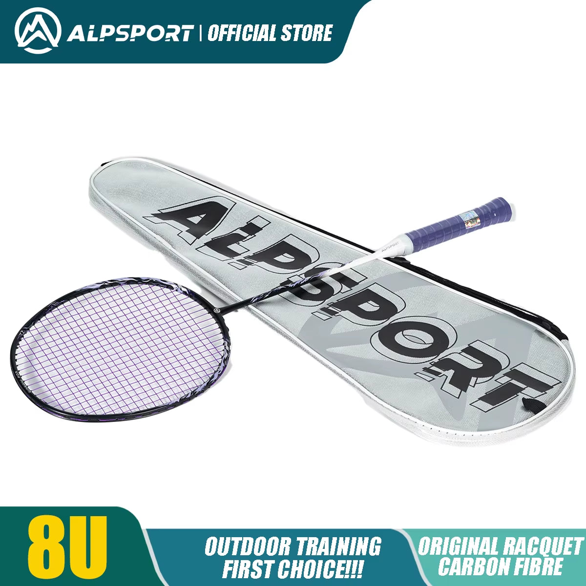 ALP FOX Goddess 8U Ultra-Light 62G Badminton Racket – Black/Purple Professional Racquet in Exquisite Gift Box (Suitable for All Ages)