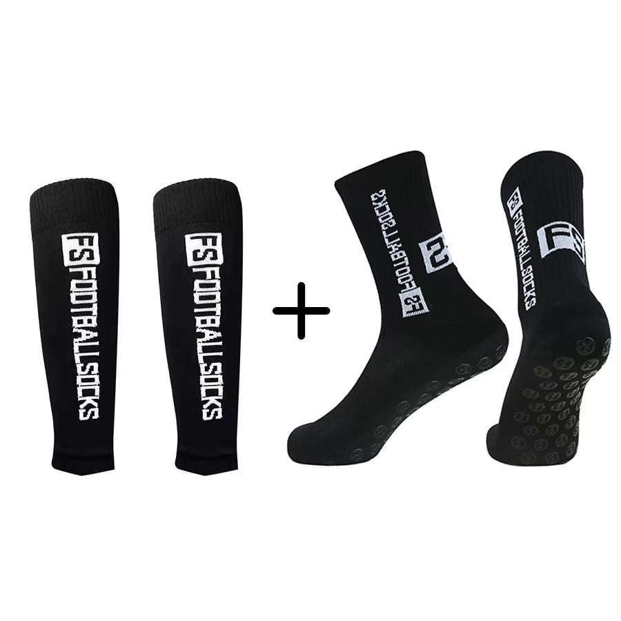 Pro-Grip Anti-Slip Football Socks & Leg Sleeve Set for Men | High-Performance Basketball & Training Gear