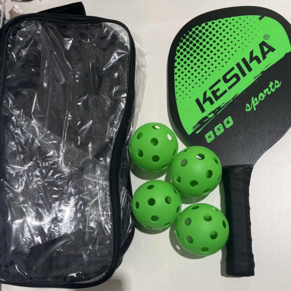 Pickleball Paddle Set with 4 Balls & Carrying Bag – Poplar Wood, Non-Slip (Kids & Family)