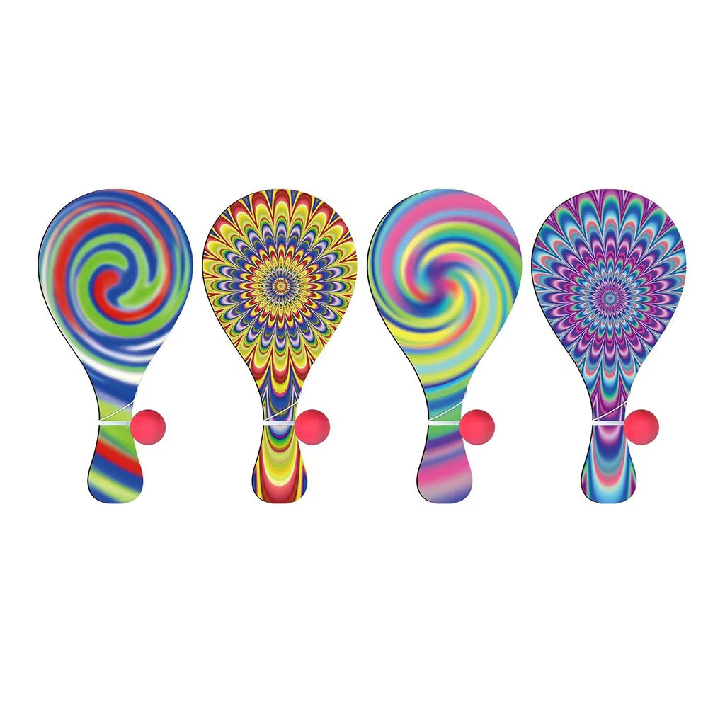 Portable Wooden Paddle Ball Game Set with Elastic String – 4-Piece Lightweight Outdoor & Travel Sports Activity for Kids and Adults