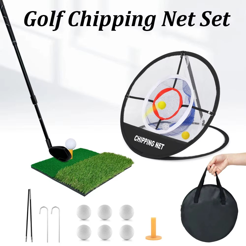 Pop-Up Golf Chipping Net with Hitting Mat – Foldable Target Net for Garden Practice