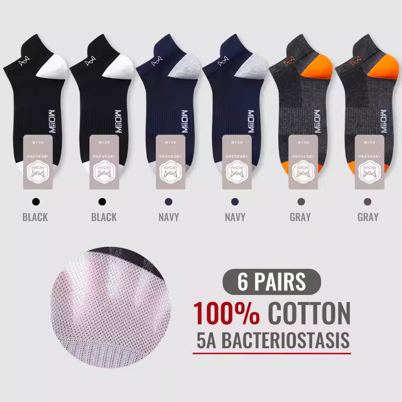 100% Pure Cotton Short Socks Men Ankle Sock Business Dress Ear-Lifting Heel Protection Deodorant Antibacterial Sports Sock