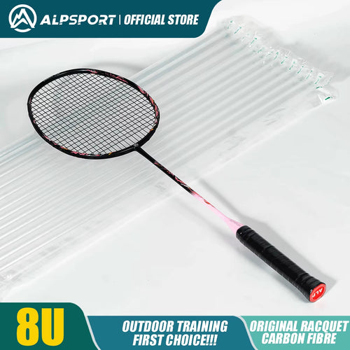ALP FOX Goddess 8U Ultra-Light 62G Badminton Racket – Black/Purple Professional Racquet in Exquisite Gift Box (Suitable for All Ages)
