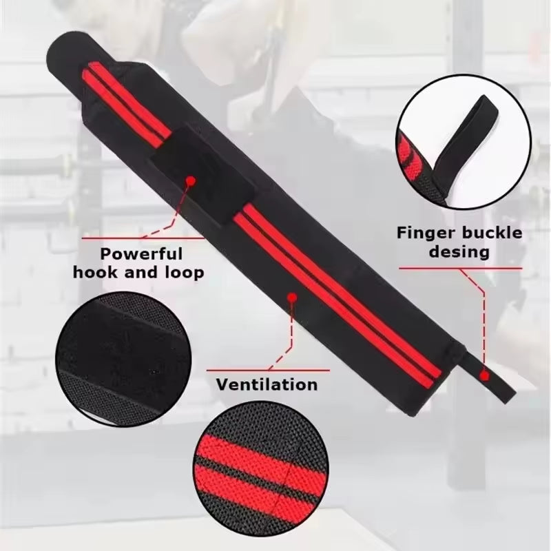 Weightlifting Wrist Wraps (1 Pair) – Adjustable Elastic Wraps for Gym & Powerlifting