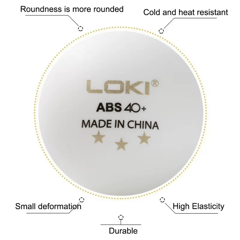 LOKI Pro 3-Star ABS Table Tennis Balls | Durable Seamed Ping Pong Balls for Professional Club Training (10–100 Pack)