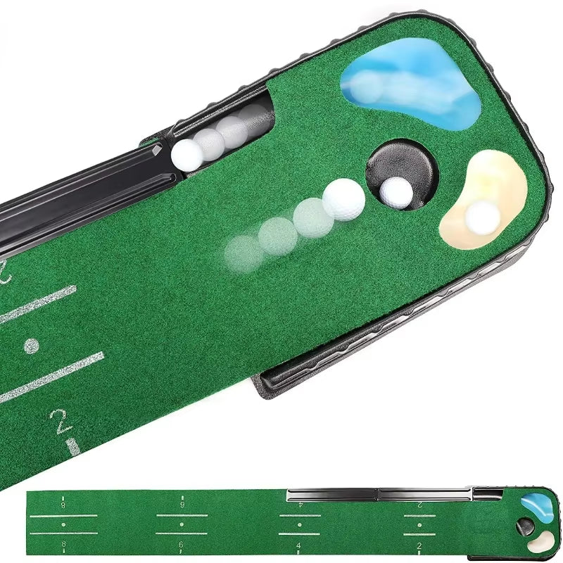 Indoor Golf Putting Mat with Ball Return – Home Putting Green Trainer