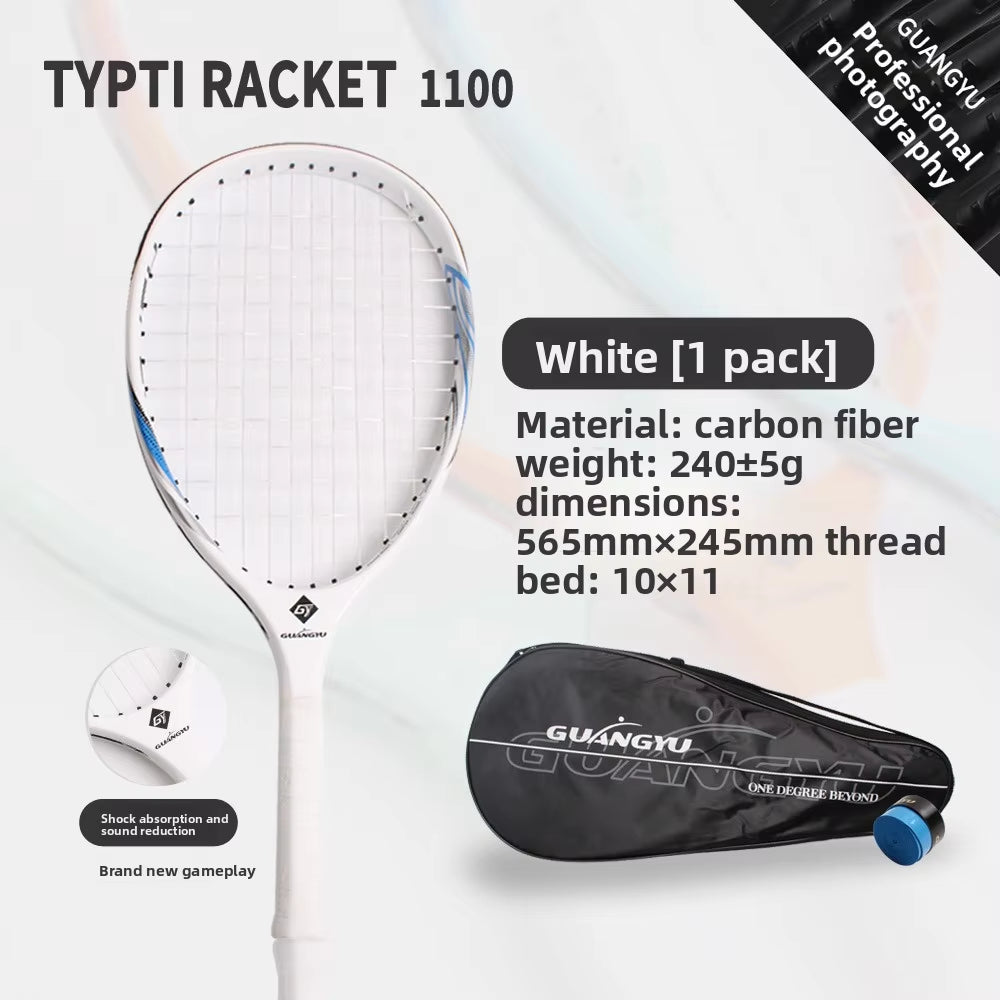 TYPTI Carbon Racket Carbon Fiber Ready Strung Mini Tennis Racquet Paddle for Low Noise Foam Ball Pickleball Court Sport