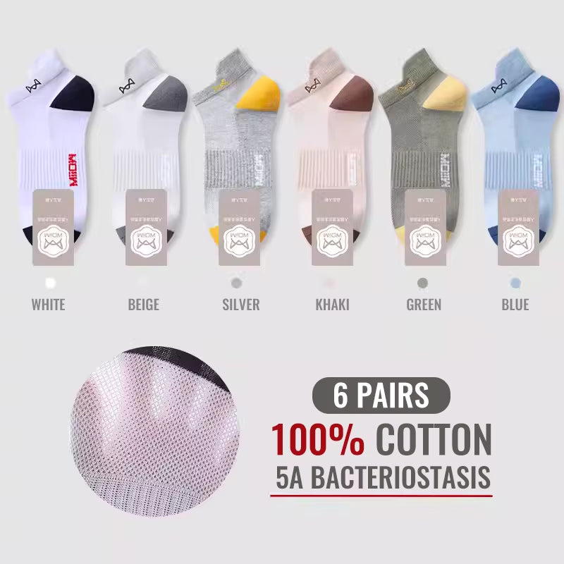 100% Pure Cotton Short Socks Men Ankle Sock Business Dress Ear-Lifting Heel Protection Deodorant Antibacterial Sports Sock