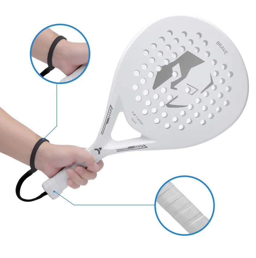 Carbon Fiber Padel Tennis Racket – Lightweight Pop Tennis Paddle Racquet with EVA Memory Flex Foam Core for Superior Control