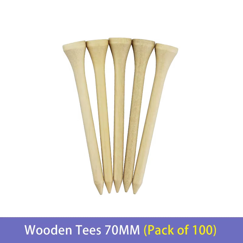 Bamboo Golf Tees (100 Pack) – 4 Mixed Sizes for Driver, Woods & Irons