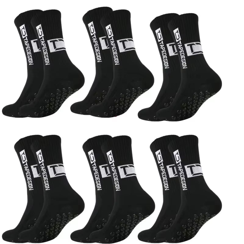 1/4/6 Parirs of Size 36-40 Children'S and Women TC Mid Tube Glued Football Non Slip Socks for Sports Training and Competition