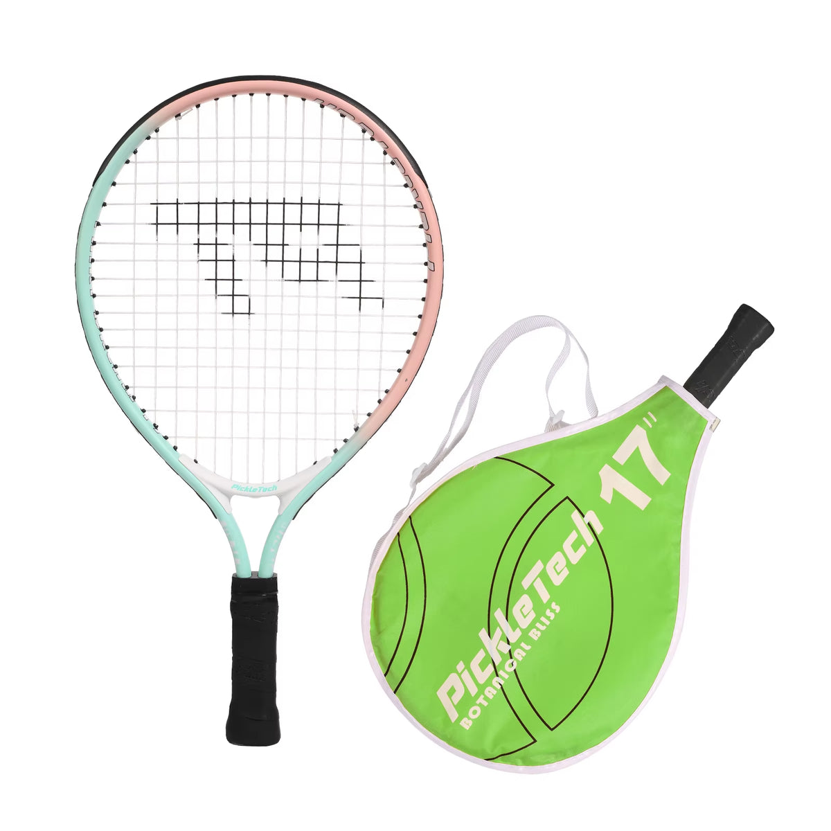 Pickletech Kids Junior Tennis Racket Set | 17-Inch Lightweight Aluminum Racquet & Travel Bag for Toddlers