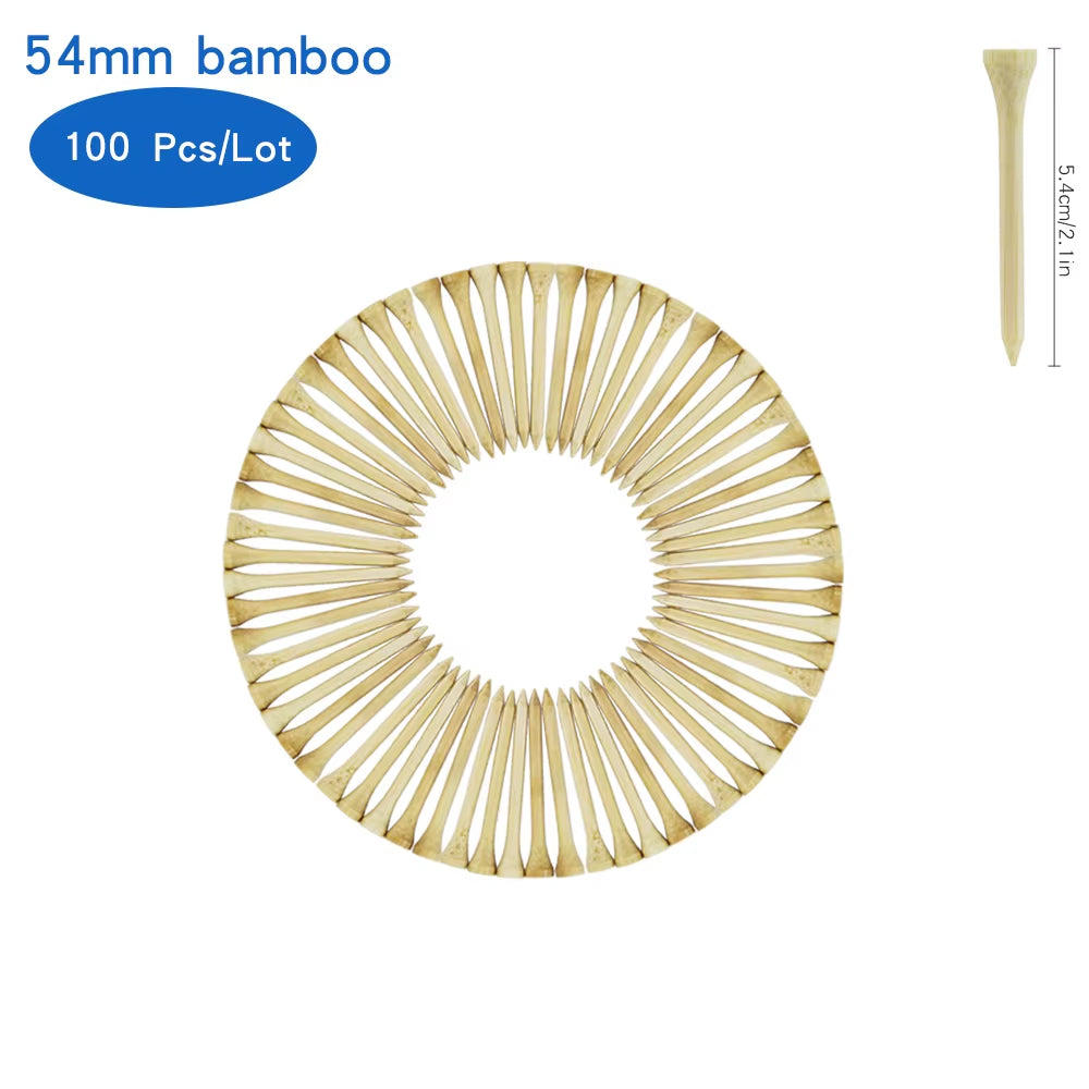 Bamboo Golf Tees (100 Pack) – 4 Mixed Sizes for Driver, Woods & Irons