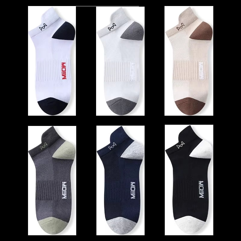 100% Pure Cotton Short Socks Men Ankle Sock Business Dress Ear-Lifting Heel Protection Deodorant Antibacterial Sports Sock
