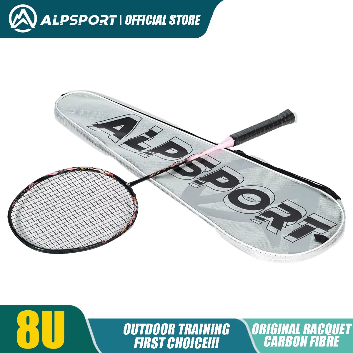 ALP FOX Goddess 8U Ultra-Light 62G Badminton Racket – Black/Purple Professional Racquet in Exquisite Gift Box (Suitable for All Ages)
