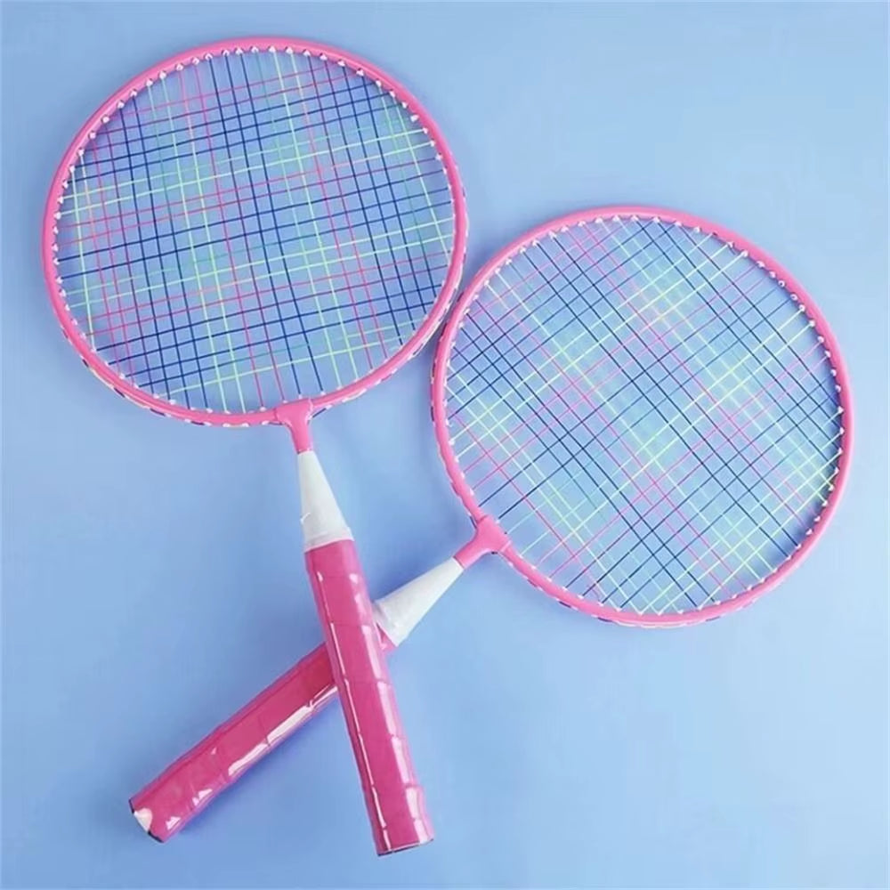 Children Lightweight Badminton Rackets Family Game Toy Iron Alloy Double Racquet Set with Carrying Bag Sports Equipment