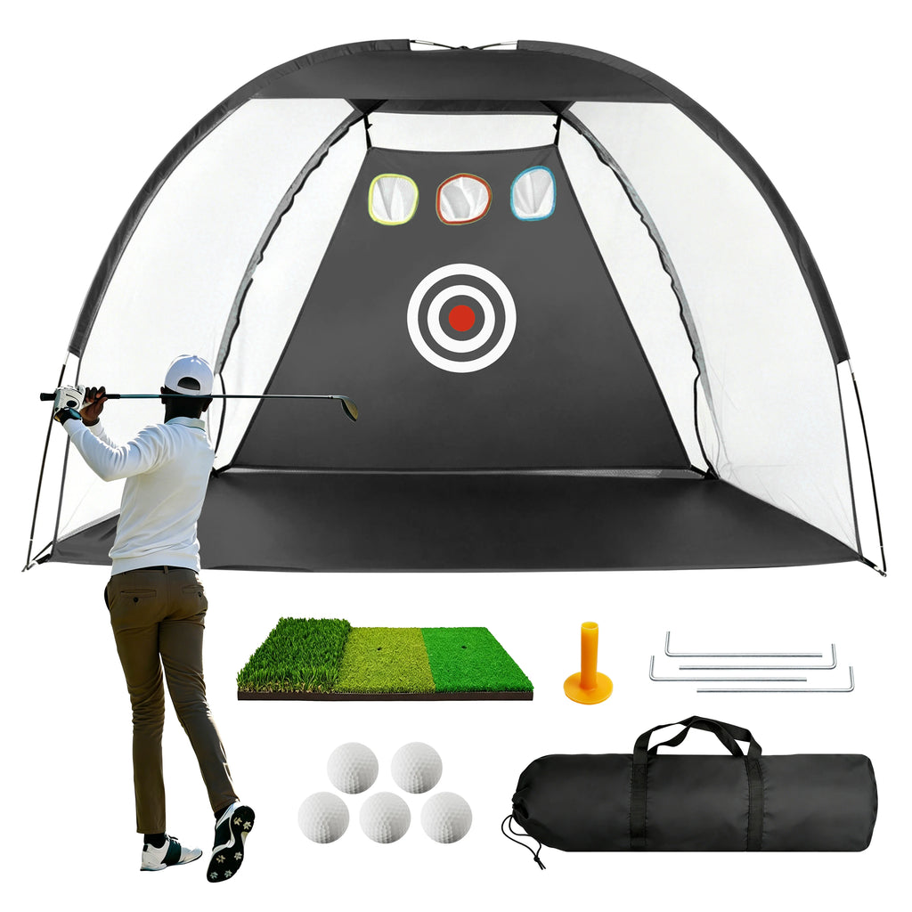 Golf Practice Net 2m × 1.4m with Hitting Mat – Garden Driving & Chipping Net